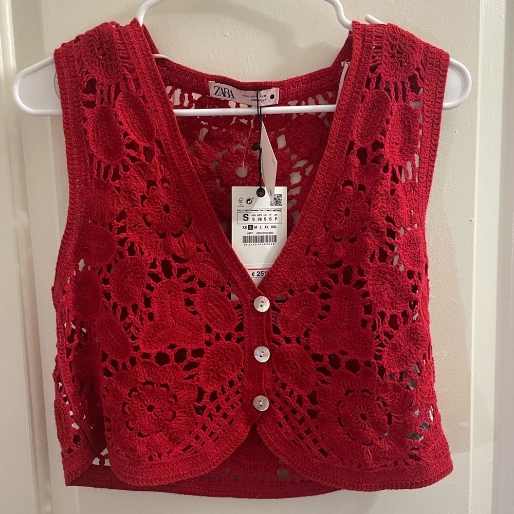 Zara Scarlet Crochet Floral Crop Top